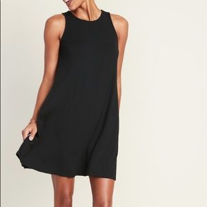 Black Sleeveless Jersey Swing Dress